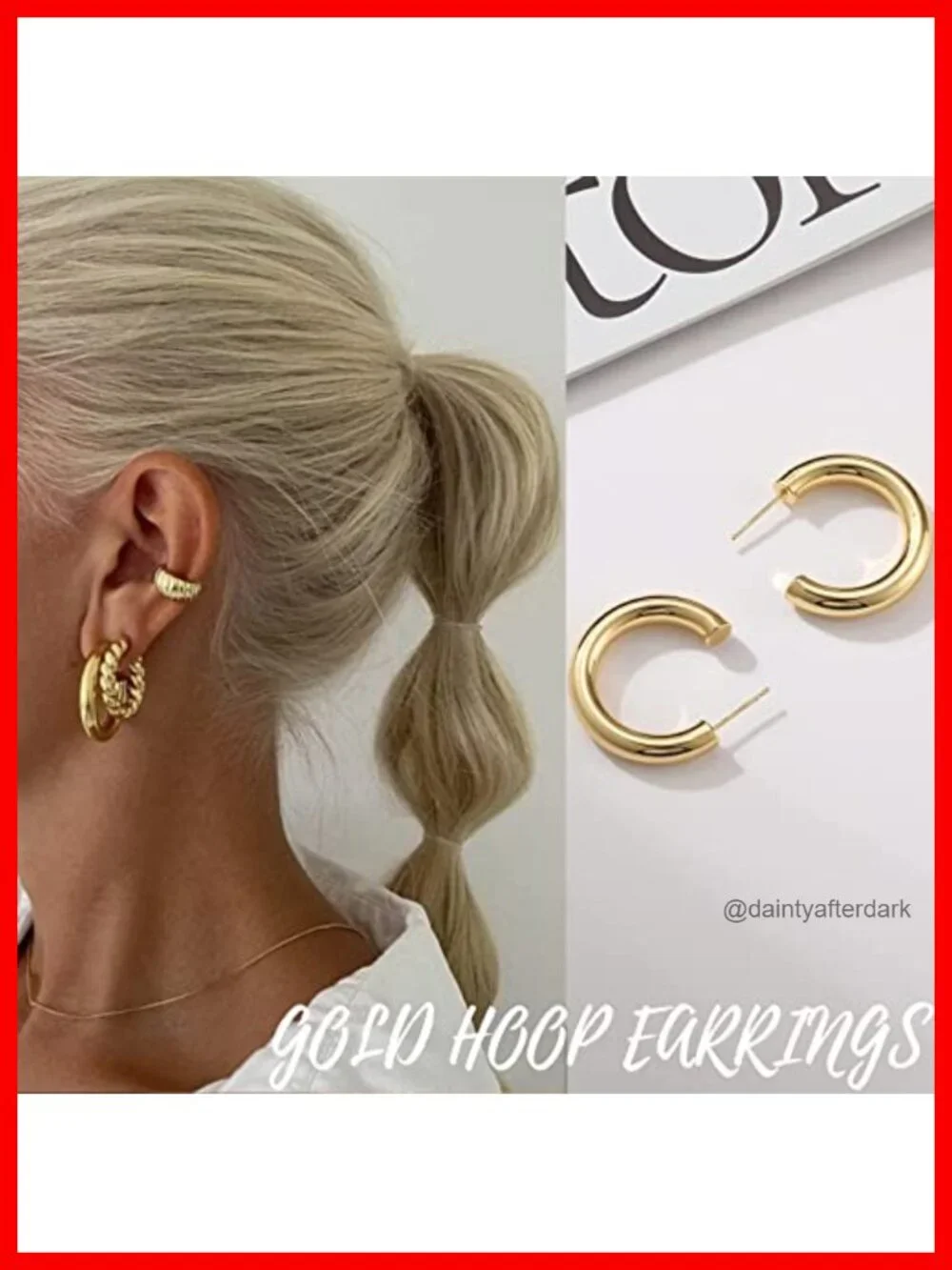 6 Pairs Gold Plated Chunky Hoop Earrings for Women, 14K Gold Plated Jewelry Set